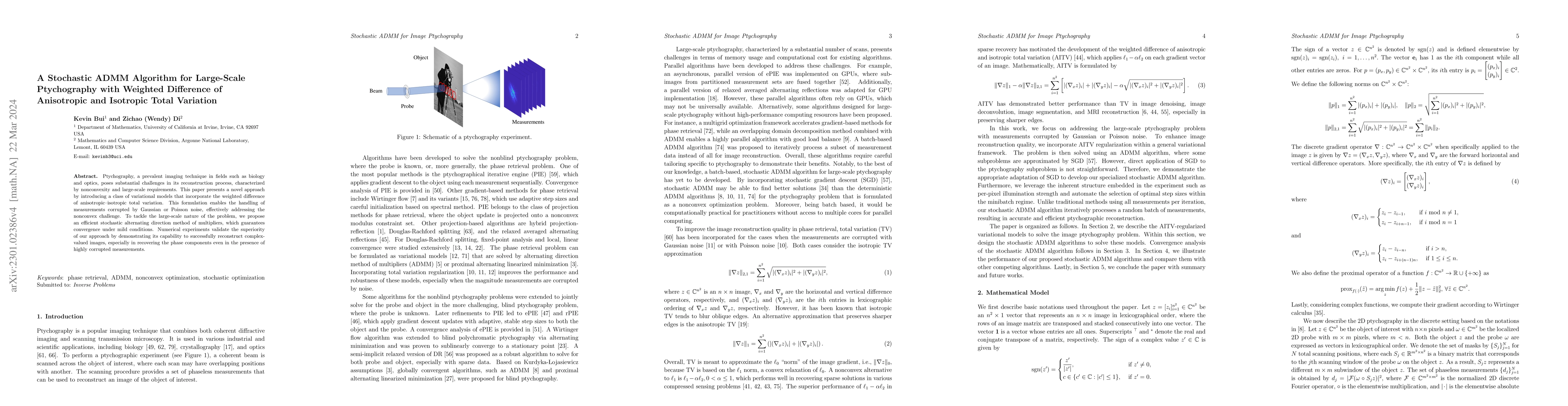 Thumbnail for A Stochastic ADMM Algorithm for Large-Scale Ptychography with Weighted
  Difference of Anisotropic and Isotropic Total Variation