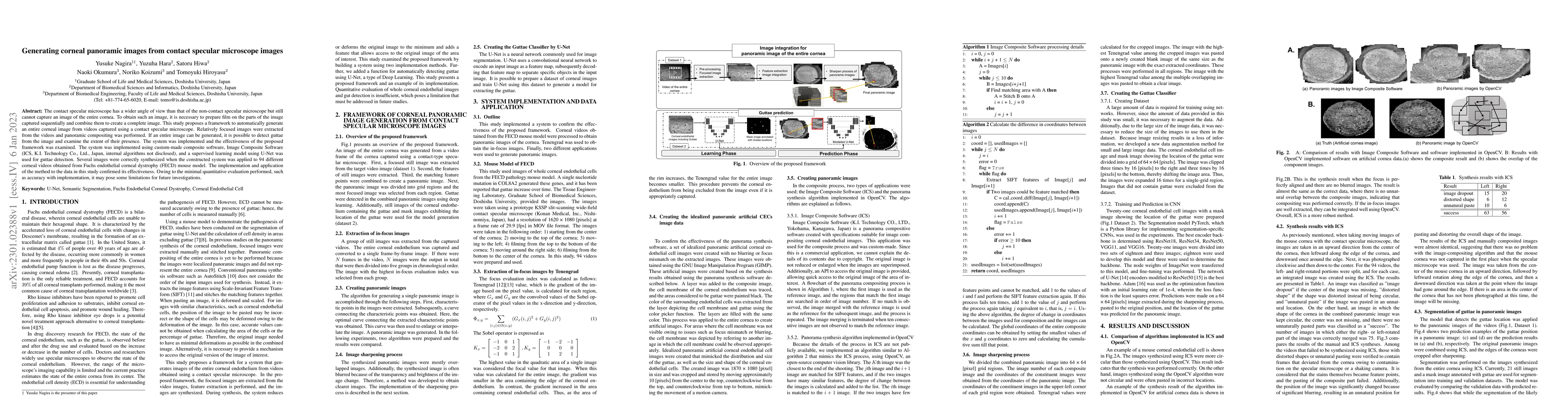 Thumbnail for Generating corneal panoramic images from contact specular microscope
  images