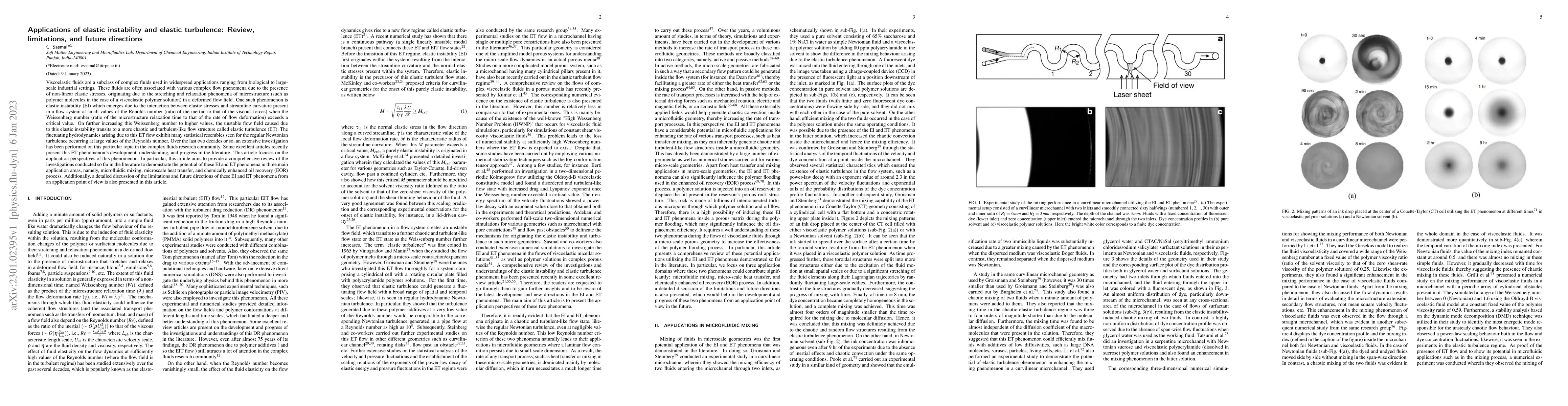 Thumbnail for Applications of elastic instability and elastic turbulence: Review,
  limitations, and future directions