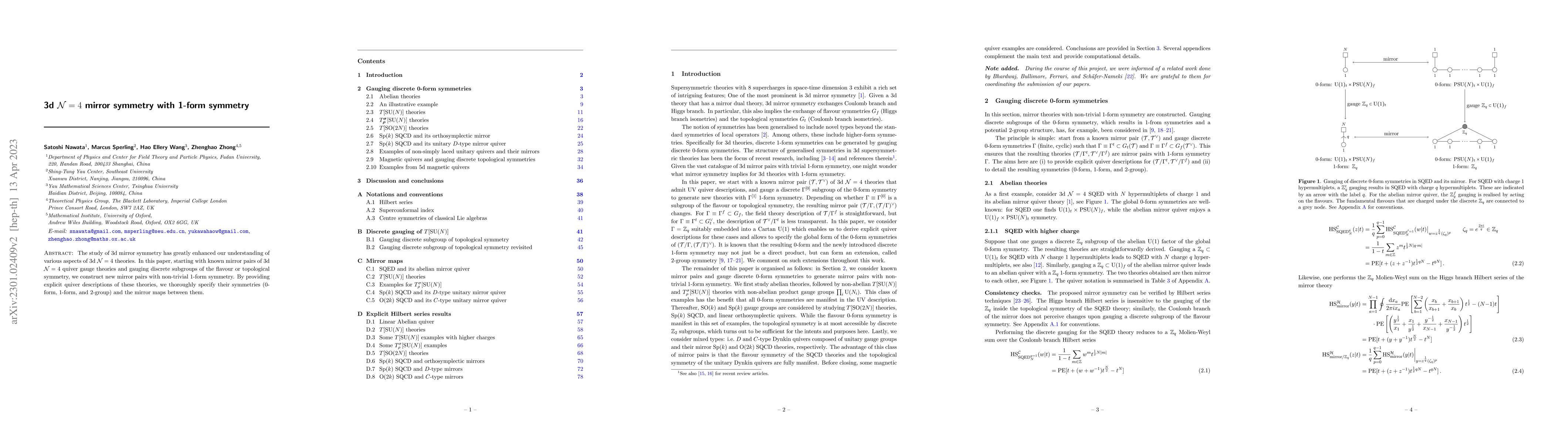 Thumbnail for 3d $\mathcal{N}=4$ mirror symmetry with 1-form symmetry