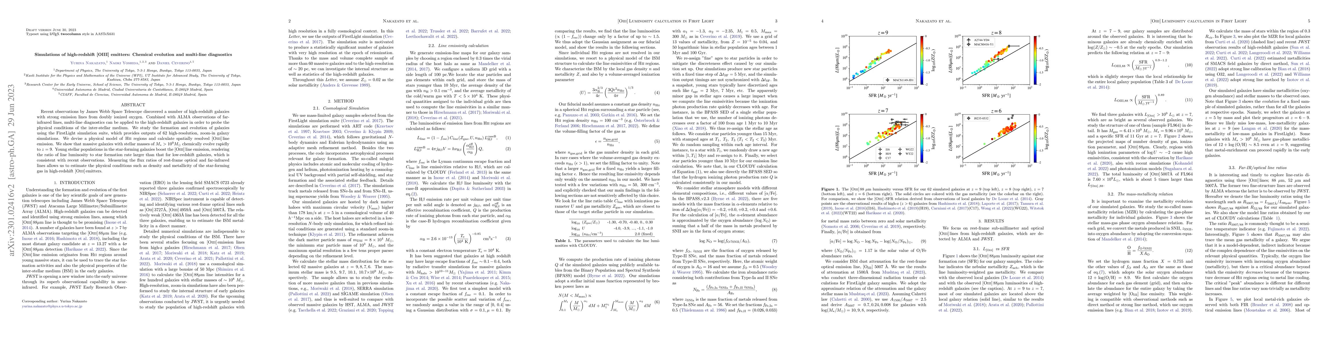 Thumbnail for Simulations of high-redshift [OIII] emitters: Chemical evolution and
  multi-line diagnostics