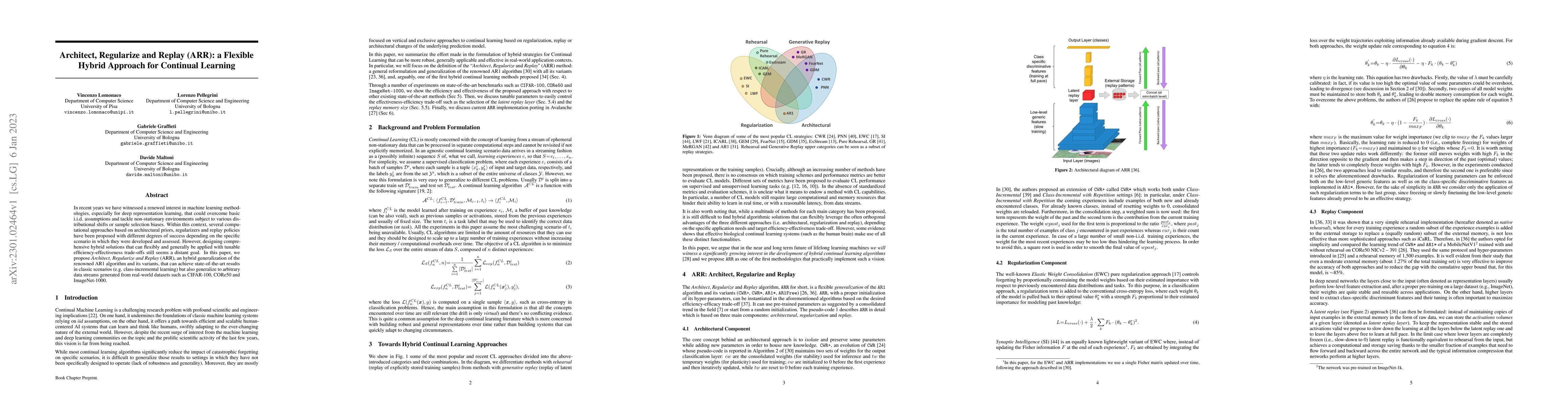 Thumbnail for Architect, Regularize and Replay (ARR): a Flexible Hybrid Approach for
  Continual Learning