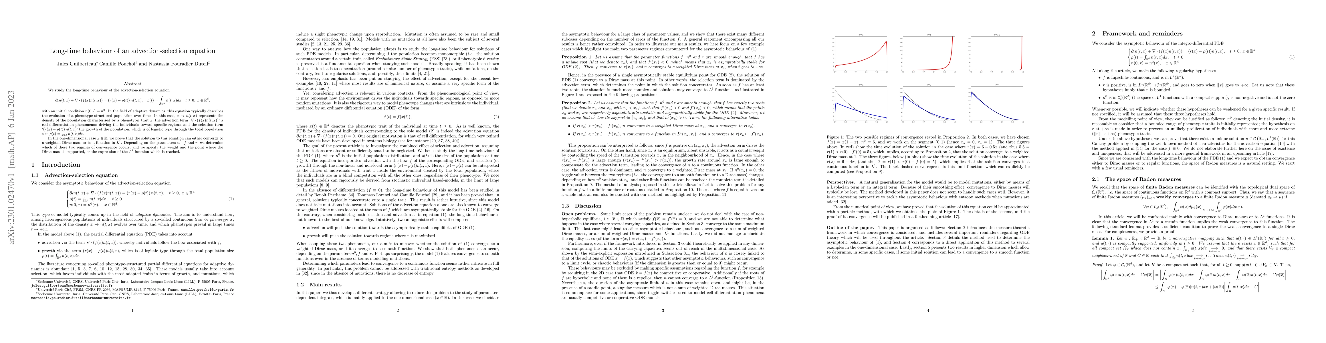 Thumbnail for Long-time behaviour of an advection-selection equation