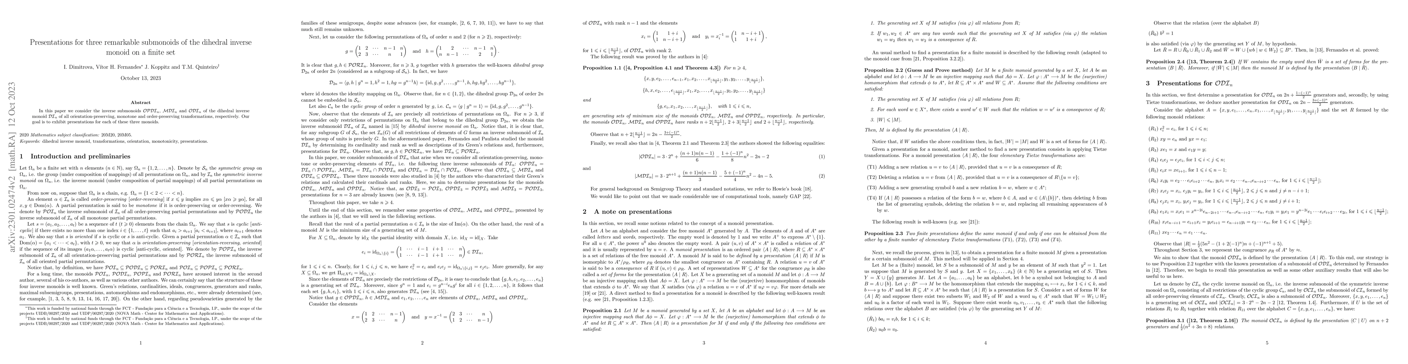 Thumbnail for Presentations for three remarkable submonoids of the dihedral inverse
  monoid on a finite set