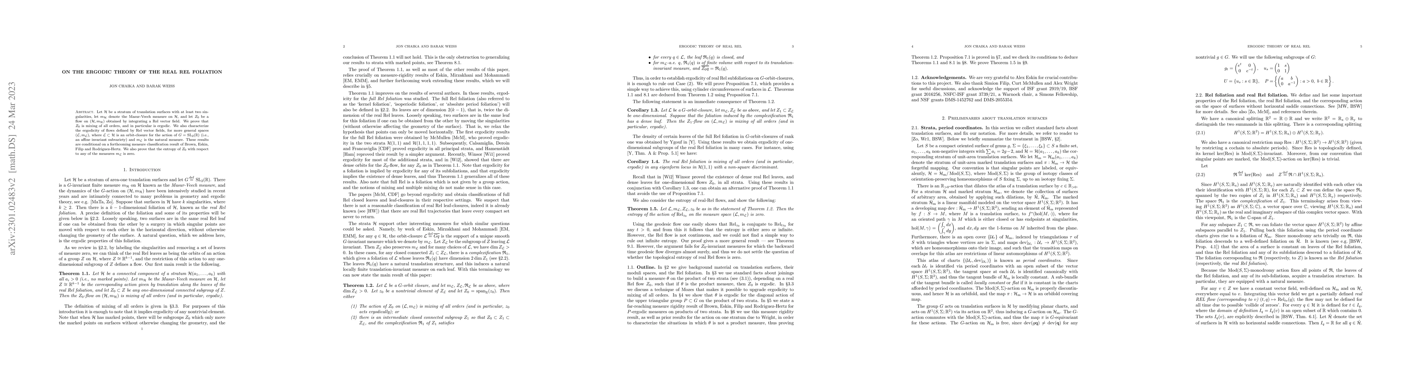 Thumbnail for On the ergodic theory of the real Rel foliation