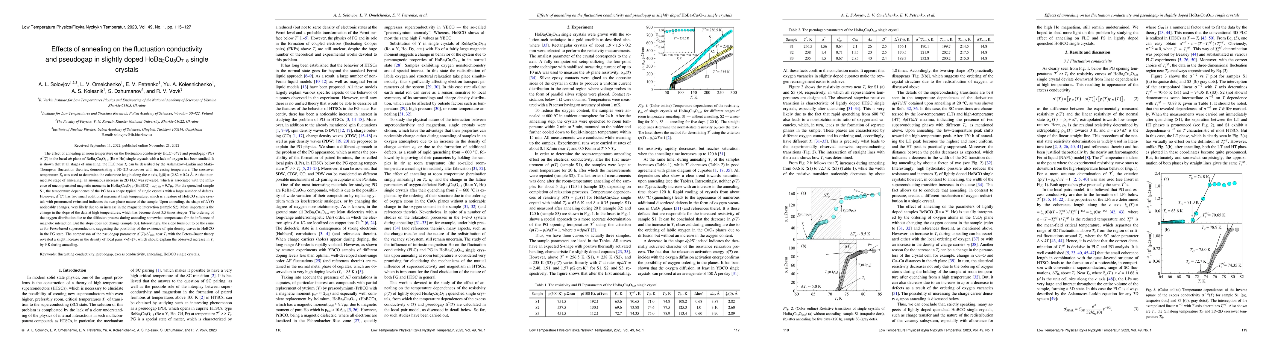 Thumbnail for Effects of annealing on the fluctuation conductivity and pseudogap in
  slightly doped $HoBa_2Cu_3O_{7-\delta}$ single crystals