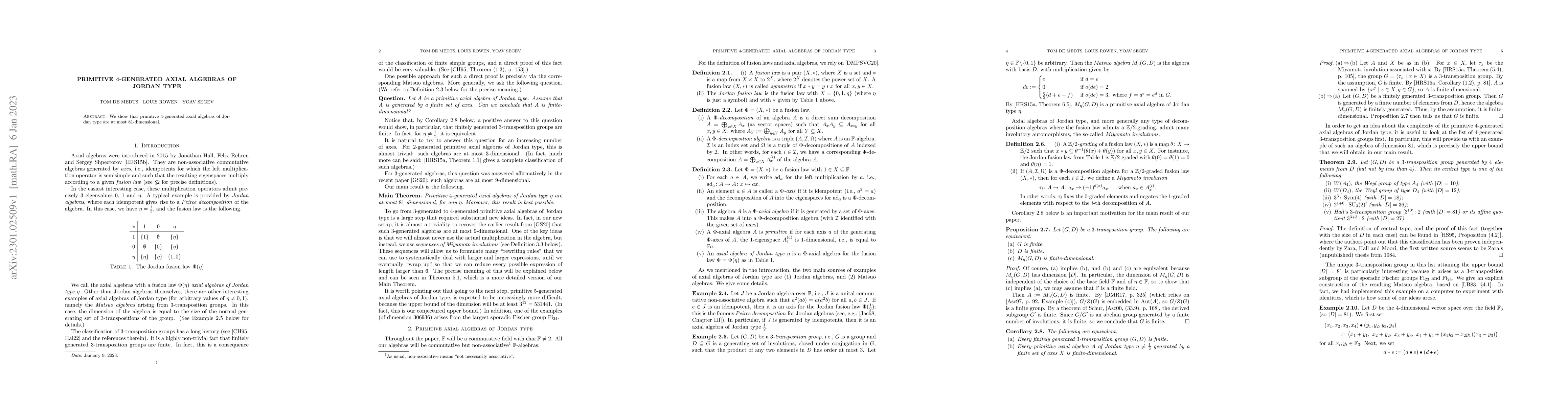 Thumbnail for Primitive 4-generated axial algebras of Jordan type
