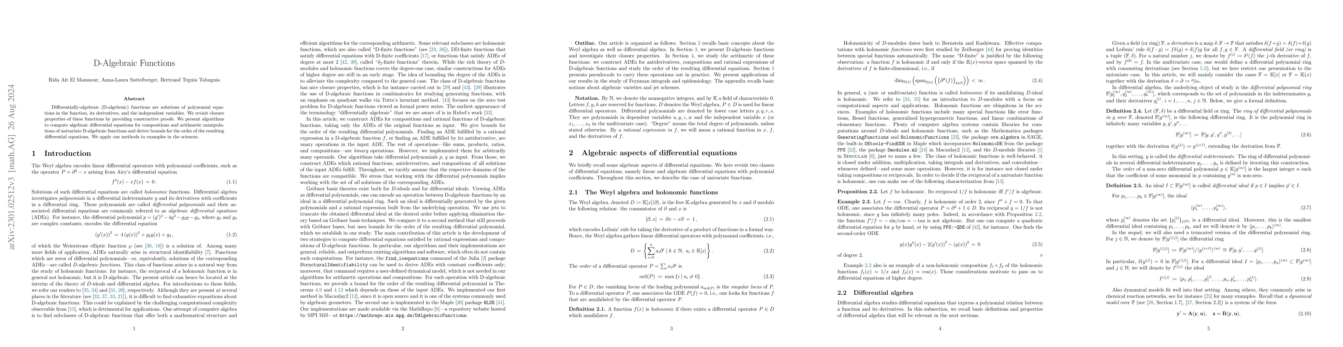 Thumbnail for D-Algebraic Functions