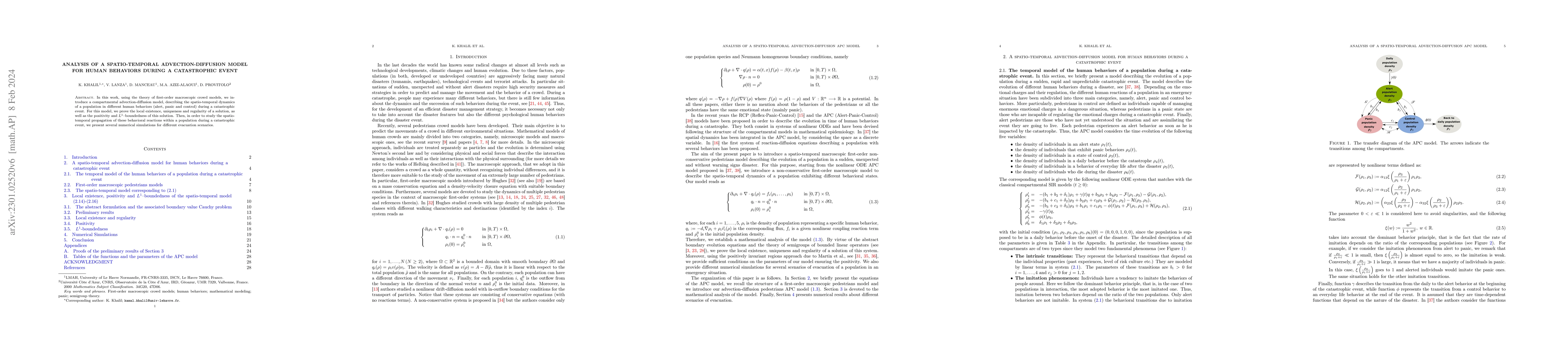 Thumbnail for Analysis of a spatio-temporal advection-diffusion model for human
  behaviors during a catastrophic event