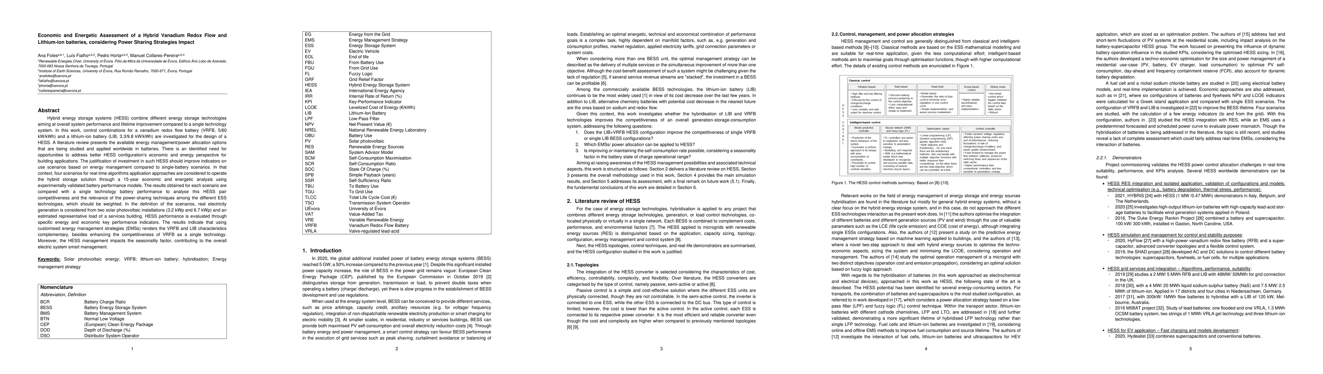 Thumbnail for Economic and Energetic Assessment of a Hybrid Vanadium Redox Flow and
  Lithium-ion batteries considering Power Sharing Strategies Impact