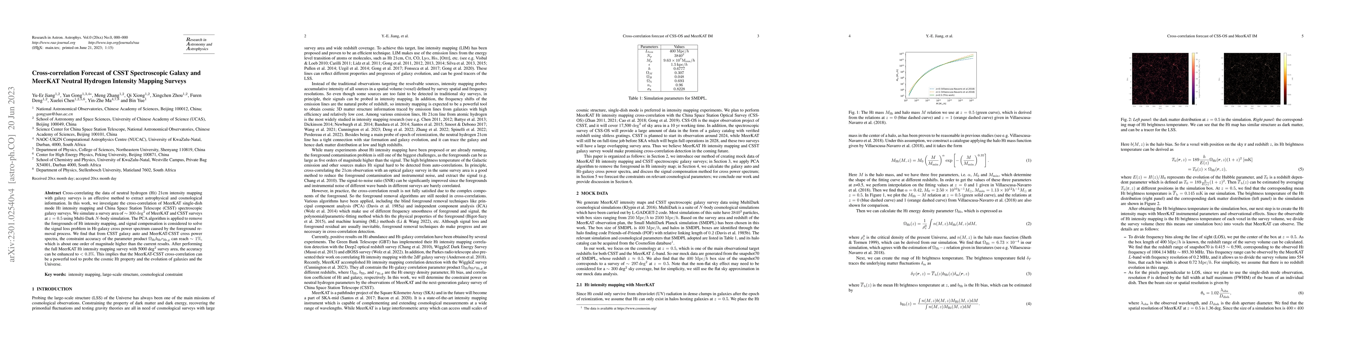 Thumbnail for Cross-Correlation Forecast of CSST Spectroscopic Galaxy and MeerKAT
  Neutral Hydrogen Intensity Mapping Surveys