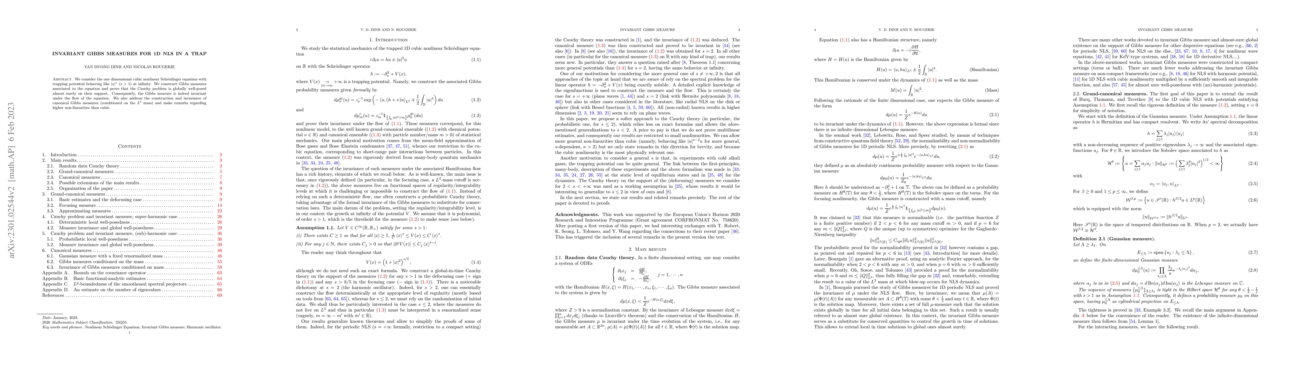 Thumbnail for Invariant Gibbs measures for 1D NLS in a trap