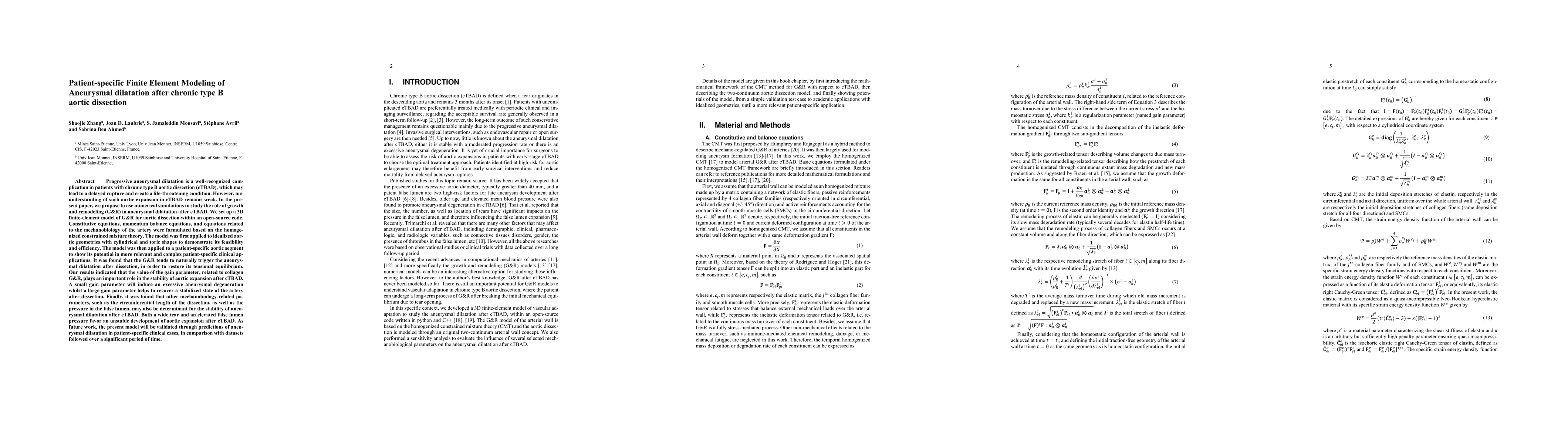 Thumbnail for Patient-specific Finite Element Modeling of Aneurysmal dilatation after
  chronic type B aortic dissection