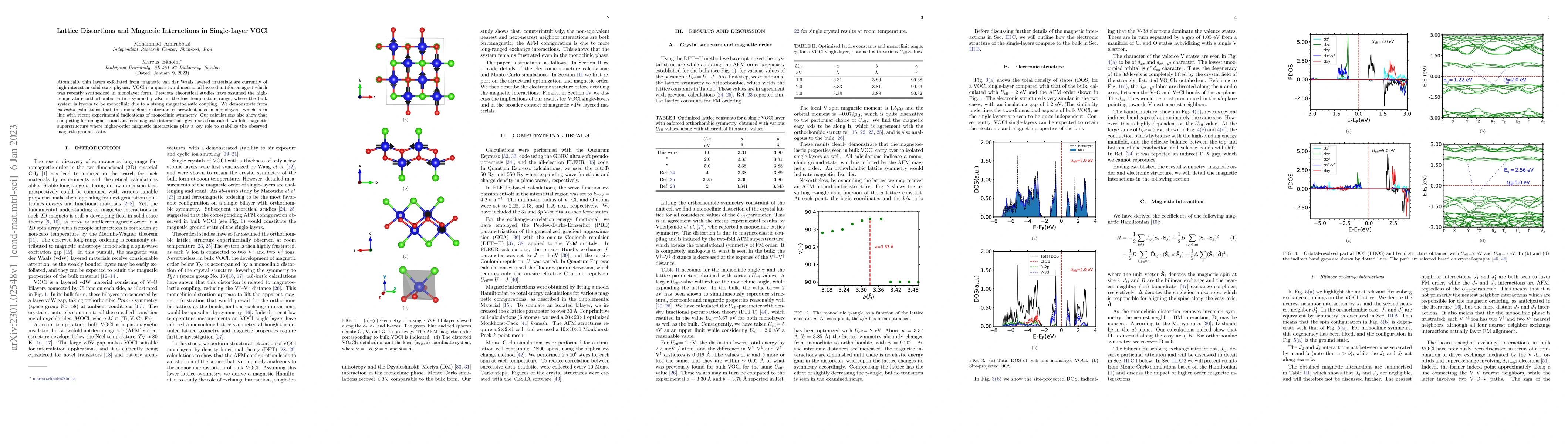 Thumbnail for Lattice Distortions and Magnetic Interactions in Single-Layer VOCl
