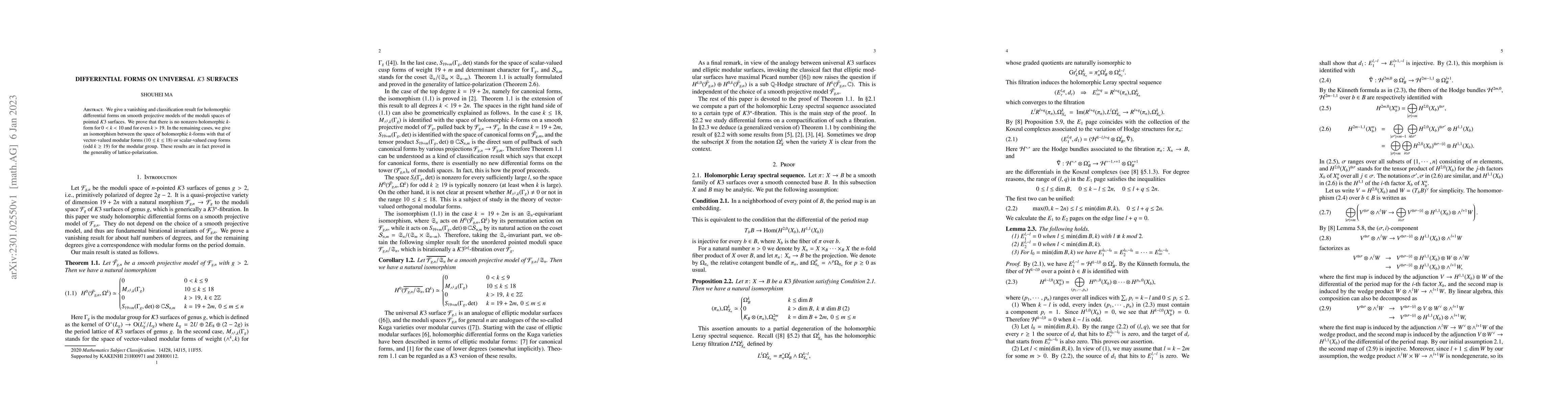 Thumbnail for Differential forms on universal K3 surfaces