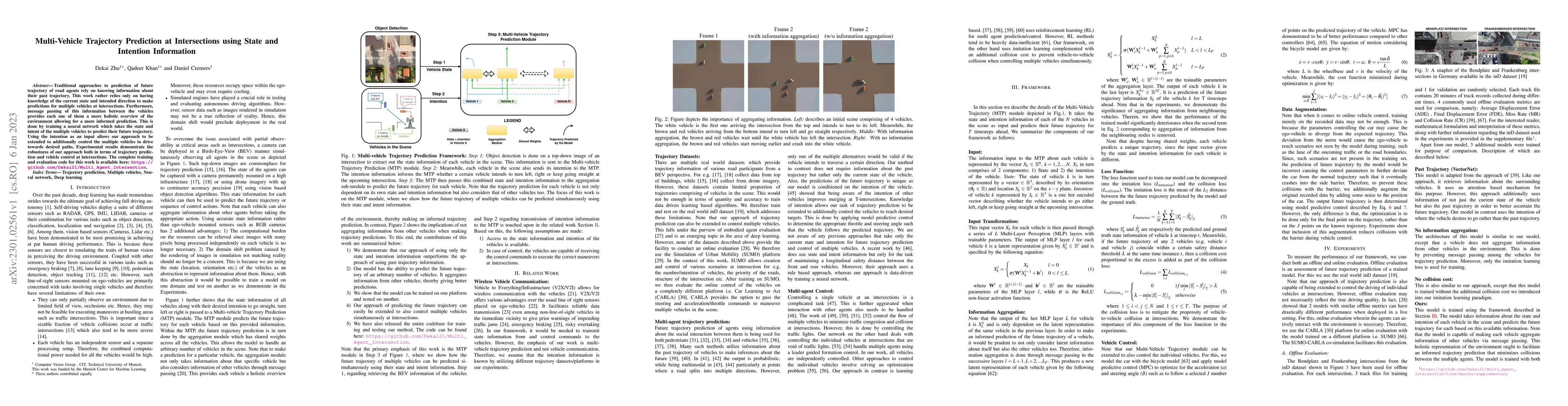 Thumbnail for Multi-Vehicle Trajectory Prediction at Intersections using State and
  Intention Information