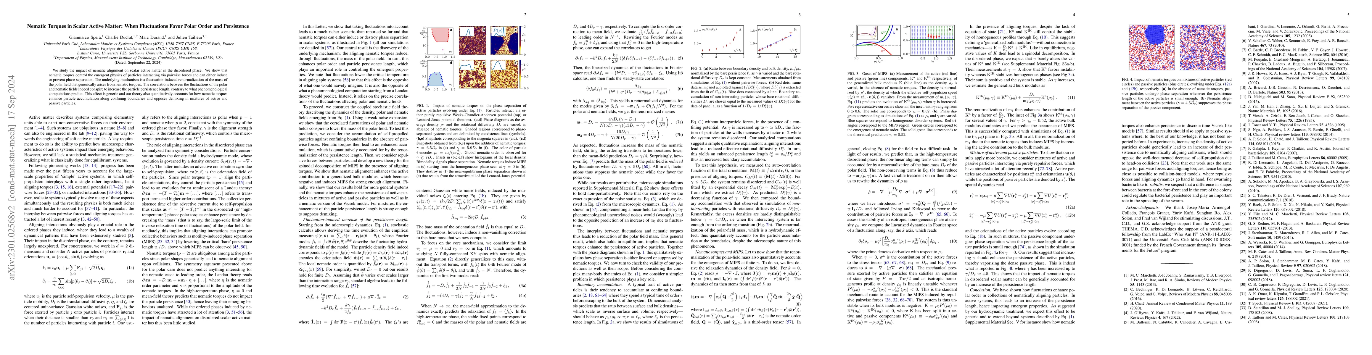 Thumbnail for Nematic Torques in Scalar Active Matter: when Fluctuations Favor Polar
  Order and Persistence