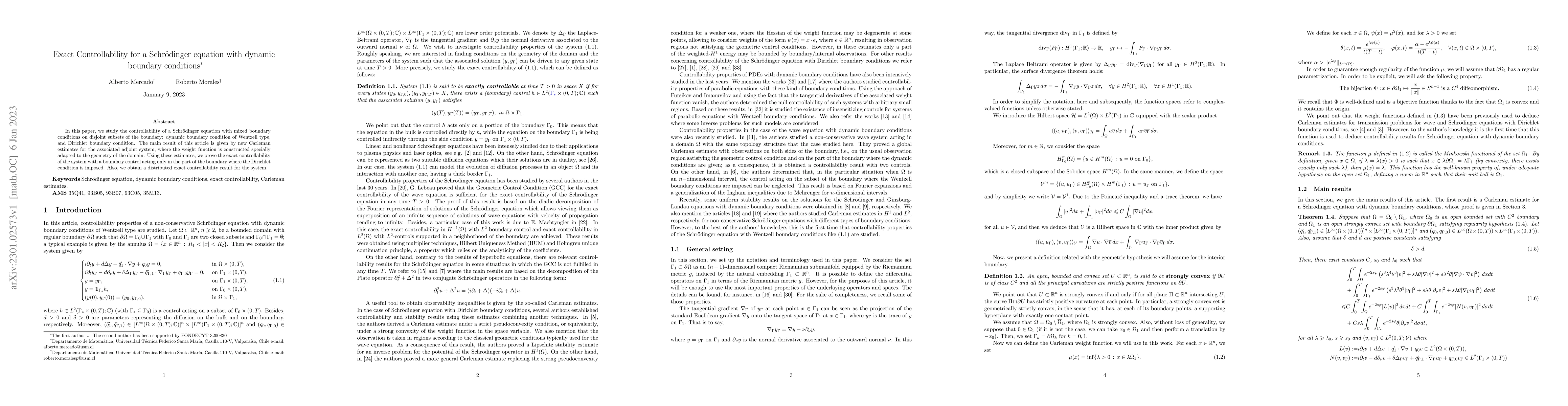 Thumbnail for Exact Controllability for a Schr\"odinger equation with dynamic boundary
  conditions