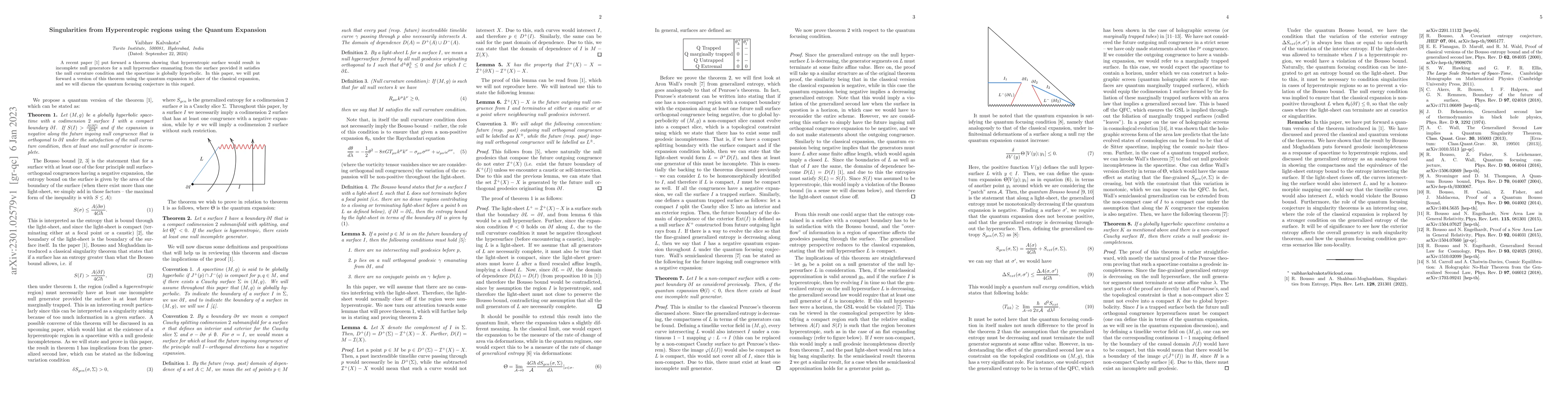 Thumbnail for Singularities from Hyperentropic regions using the Quantum Expansion