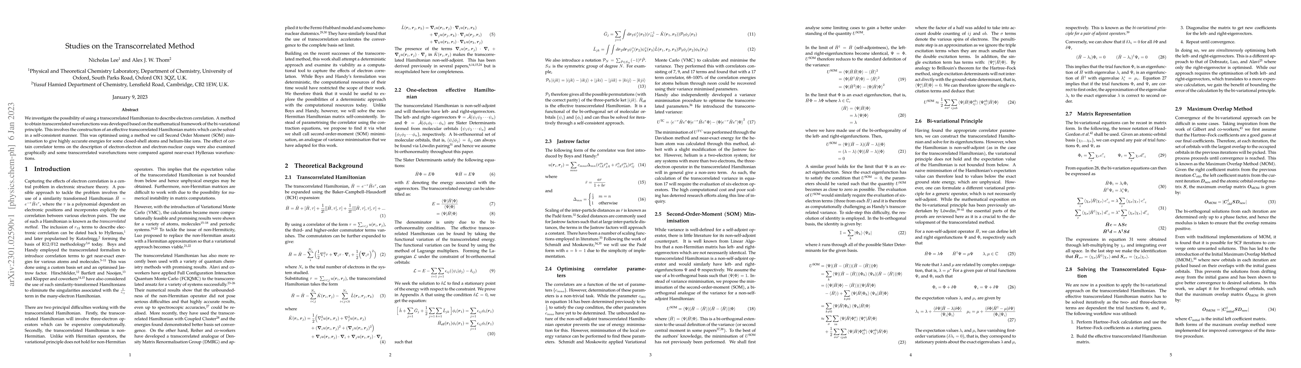 Thumbnail for Studies on the Transcorrelated Method
