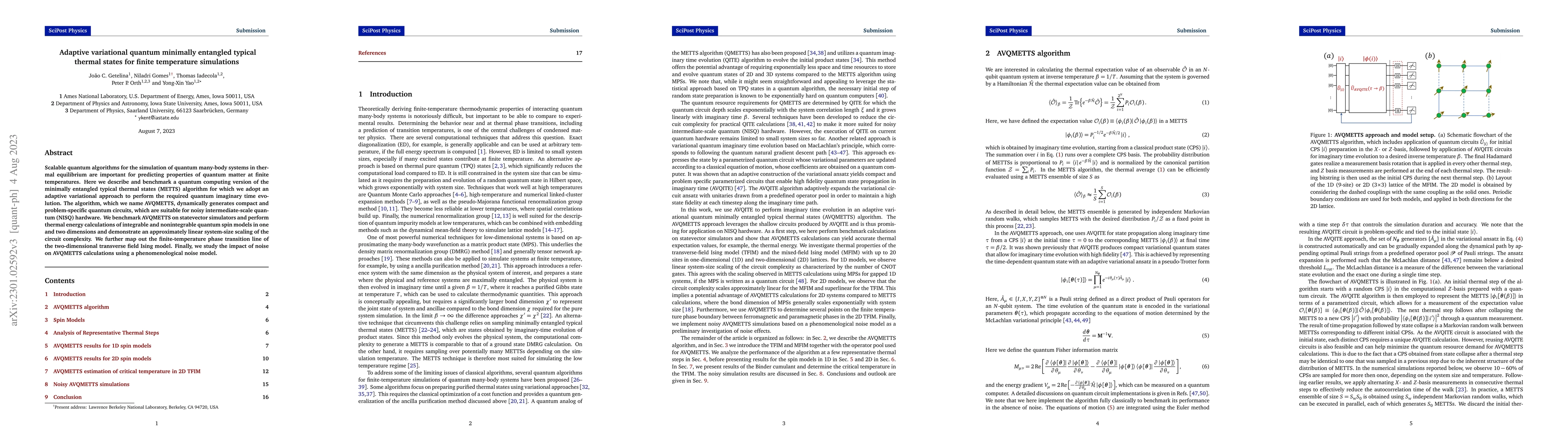 Thumbnail for Adaptive variational quantum minimally entangled typical thermal states
  for finite temperature simulations