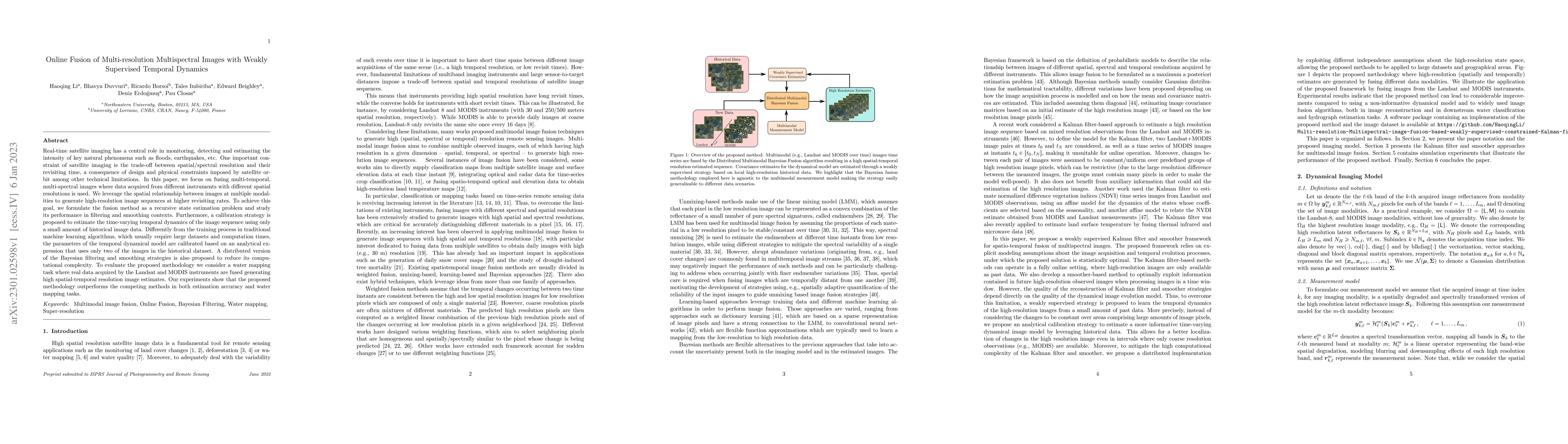 Thumbnail for Online Fusion of Multi-resolution Multispectral Images with Weakly
  Supervised Temporal Dynamics