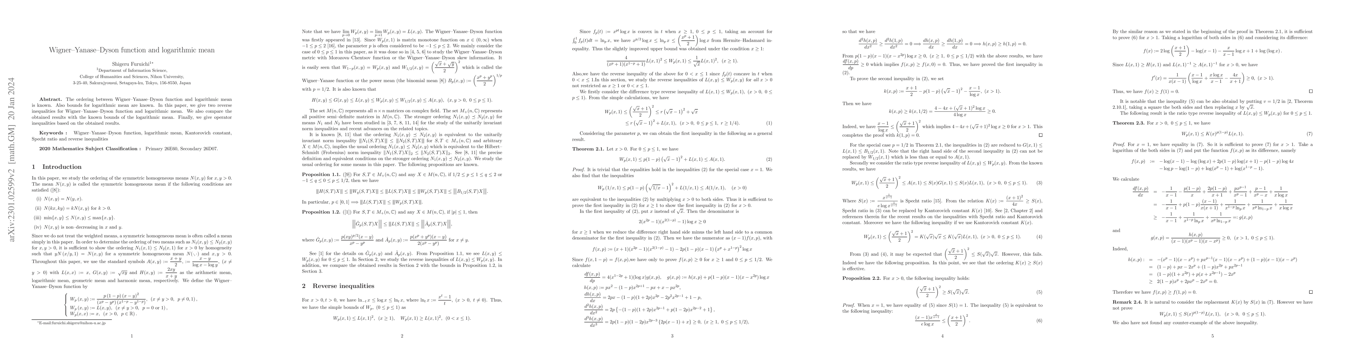 Thumbnail for Wigner--Yanase--Dyson function and logarithmic mean