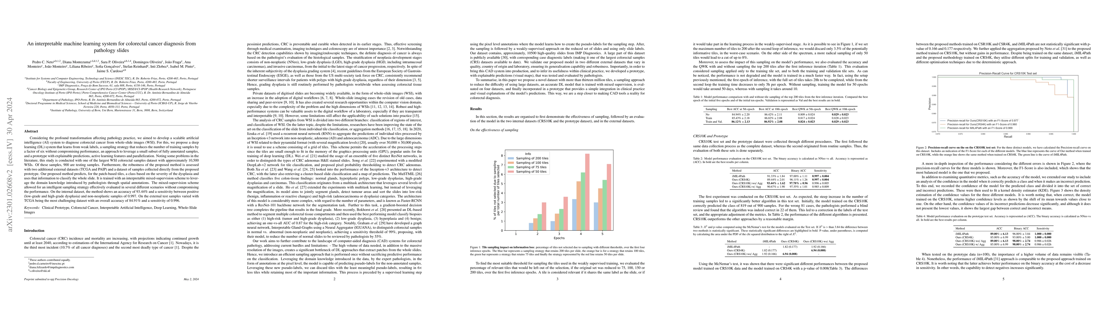 Thumbnail for An interpretable machine learning system for colorectal cancer diagnosis
  from pathology slides