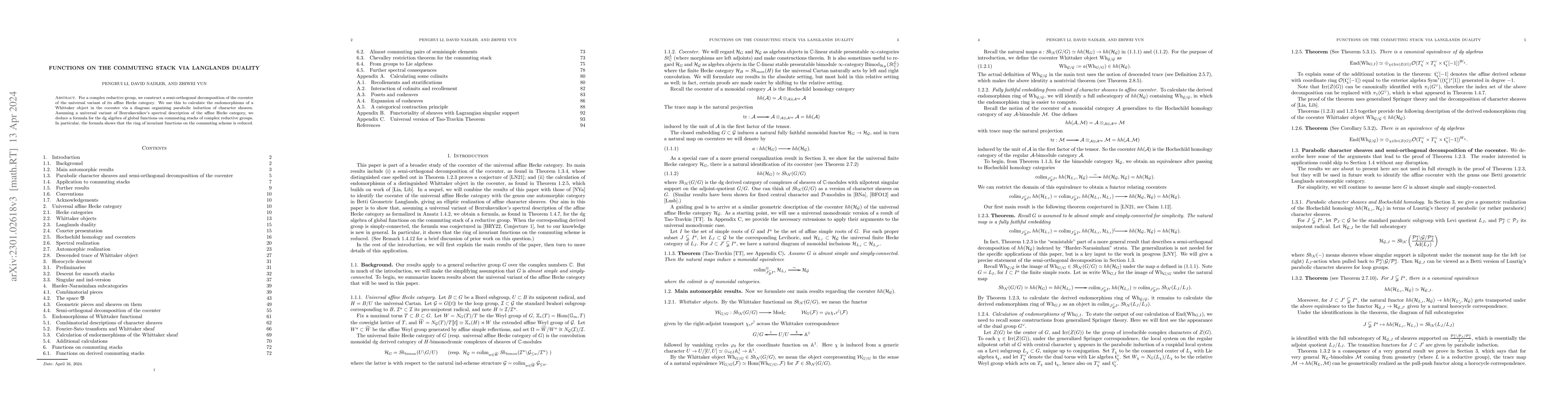 Thumbnail for Functions on the commuting stack via Langlands duality