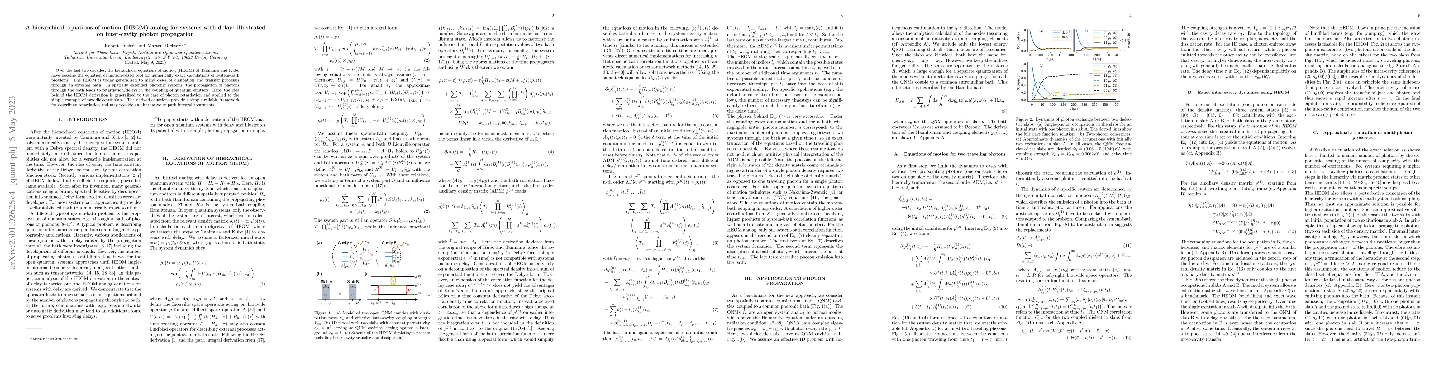 Thumbnail for A hierarchical equations of motion (HEOM) analog for systems with delay:
  illustrated on inter-cavity photon propagation