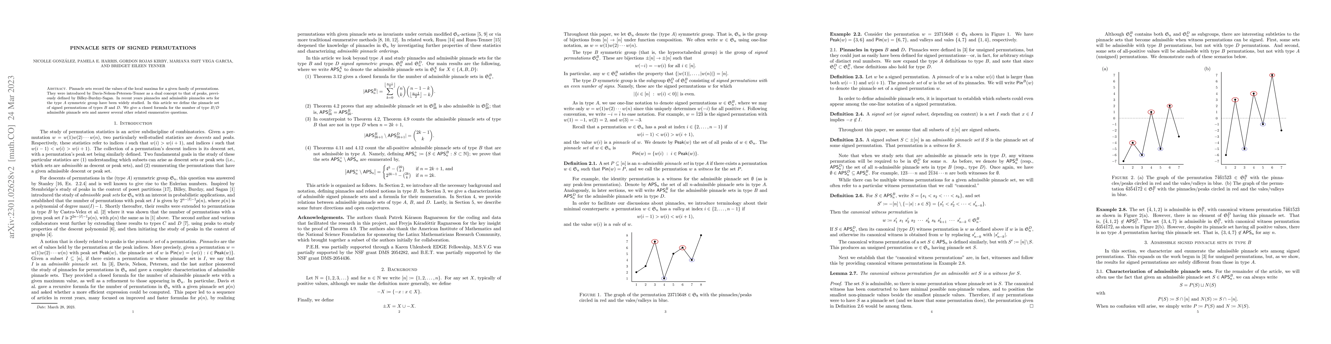 Thumbnail for Pinnacle sets of signed permutations