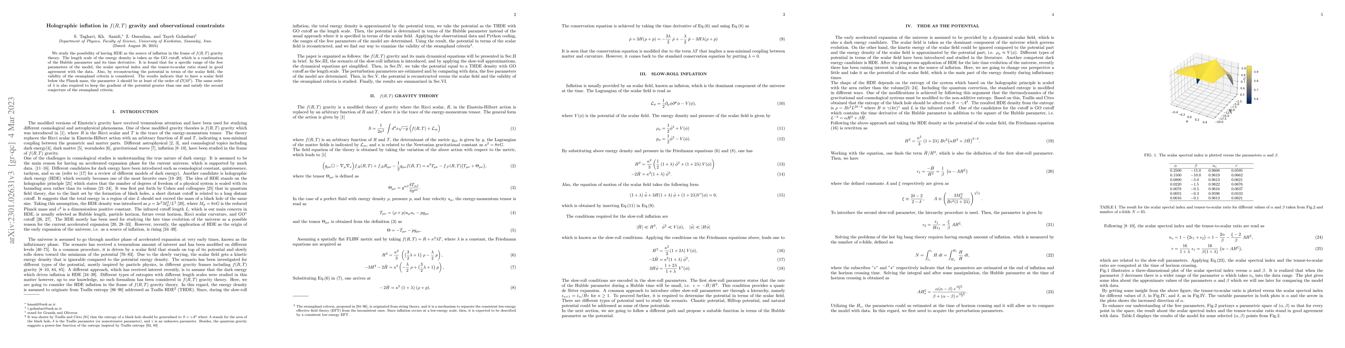 Thumbnail for Holographic inflation in $f(R,T)$ gravity and observational constraints