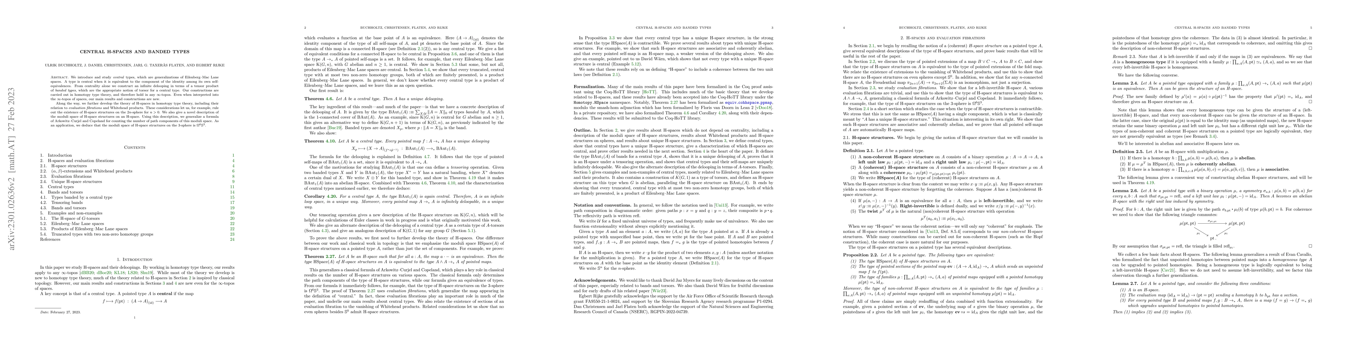 Thumbnail for Central H-spaces and banded types