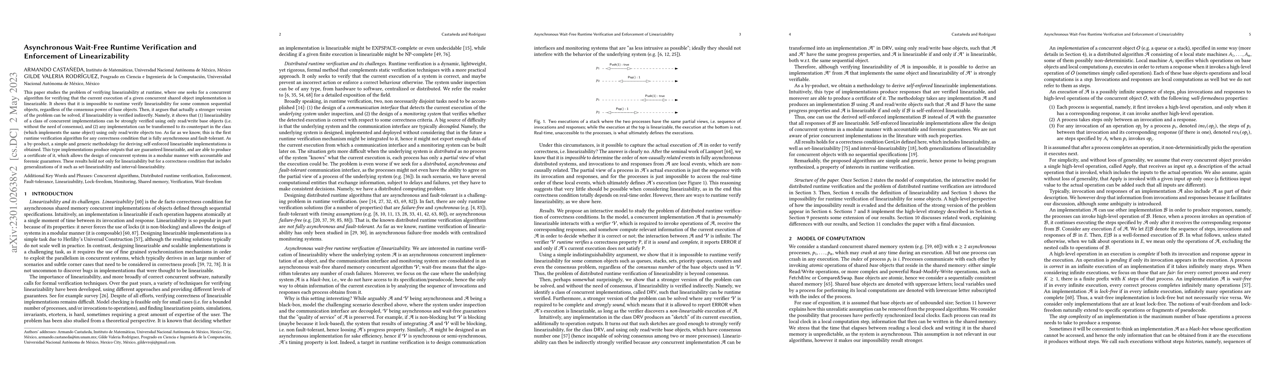 Thumbnail for Asynchronous Wait-Free Runtime Verification and Enforcement of
  Linearizability
