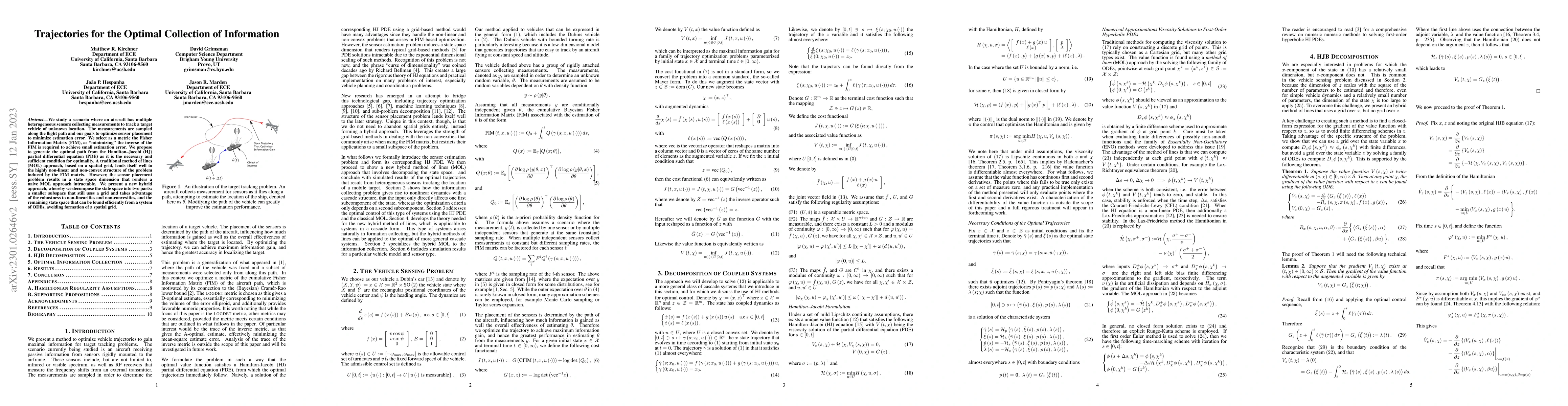Thumbnail for Trajectories for the Optimal Collection of Information