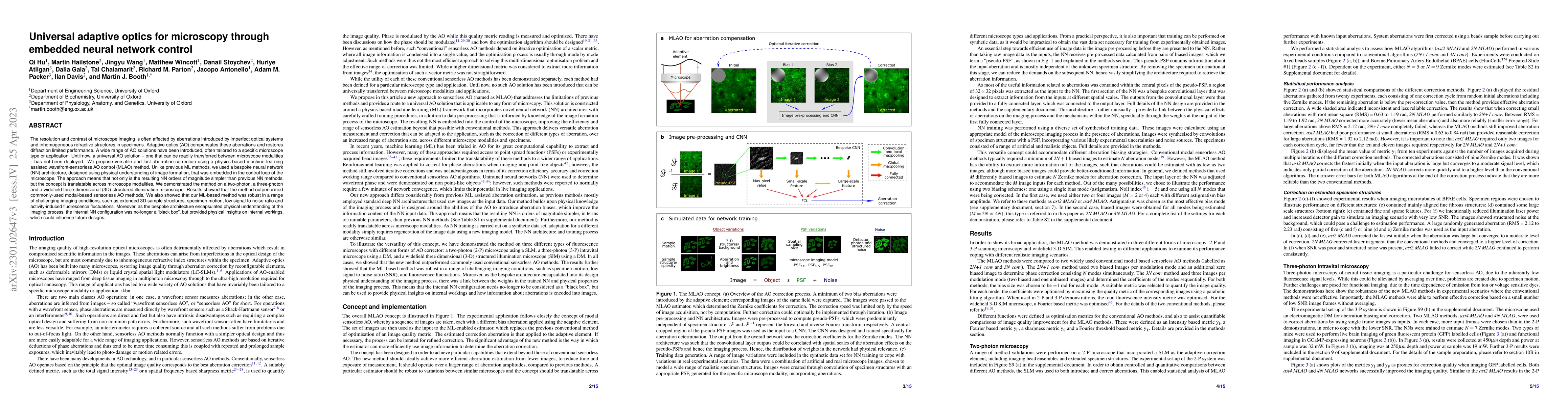 Thumbnail for Universal adaptive optics for microscopy through embedded neural network
  control