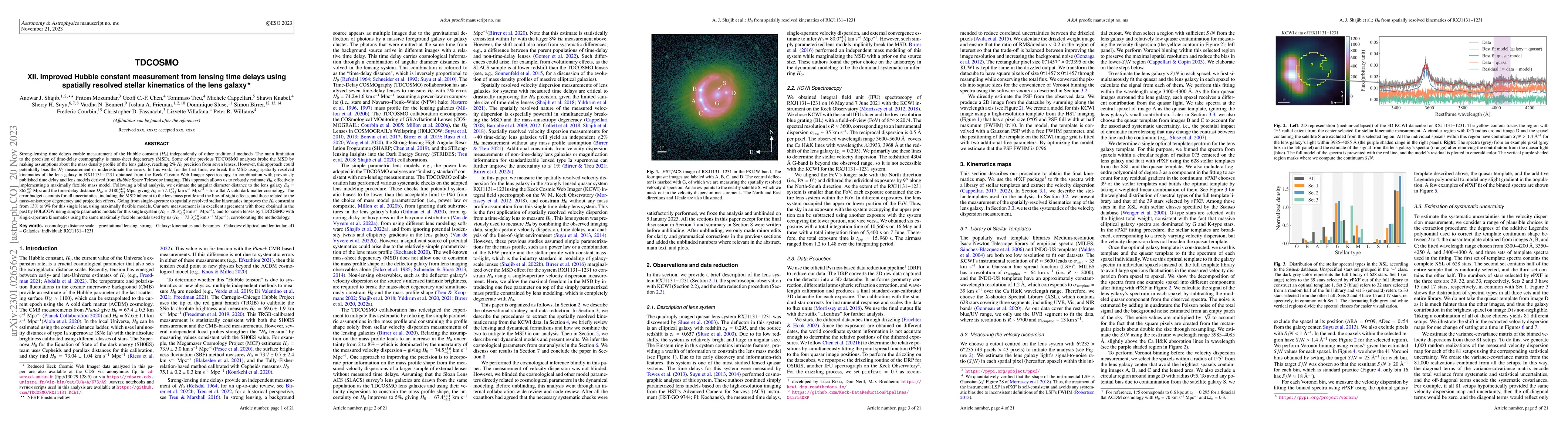 Thumbnail for TDCOSMO. XII. Improved Hubble constant measurement from lensing time
  delays using spatially resolved stellar kinematics of the lens galaxy