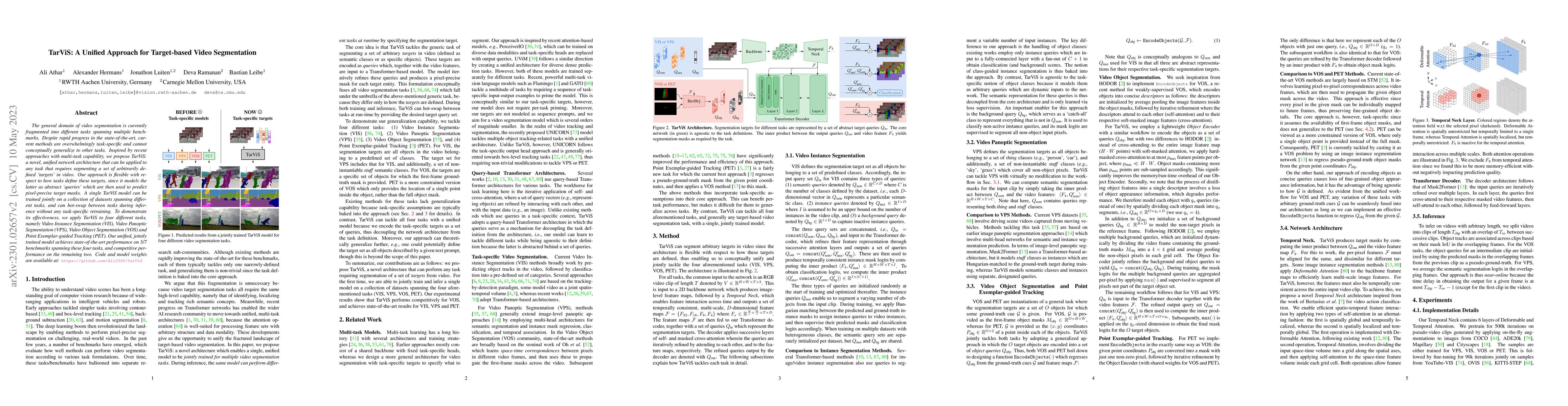 Thumbnail for TarViS: A Unified Approach for Target-based Video Segmentation