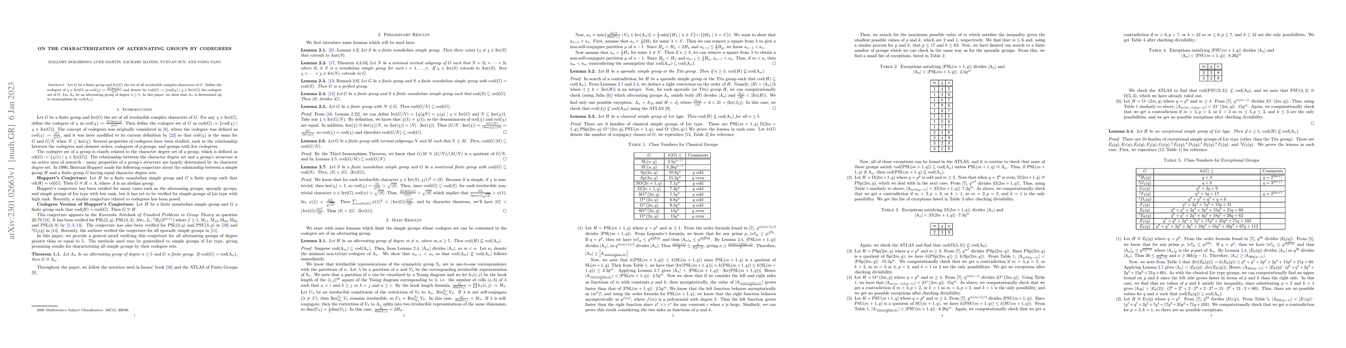 Thumbnail for On the Characterization of Alternating Groups by Codegrees