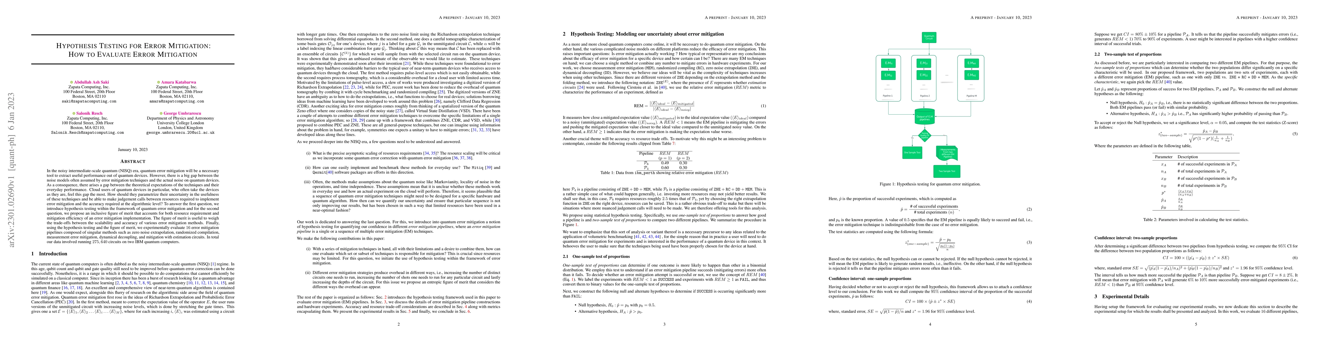 Thumbnail for Hypothesis Testing for Error Mitigation: How to Evaluate Error
  Mitigation