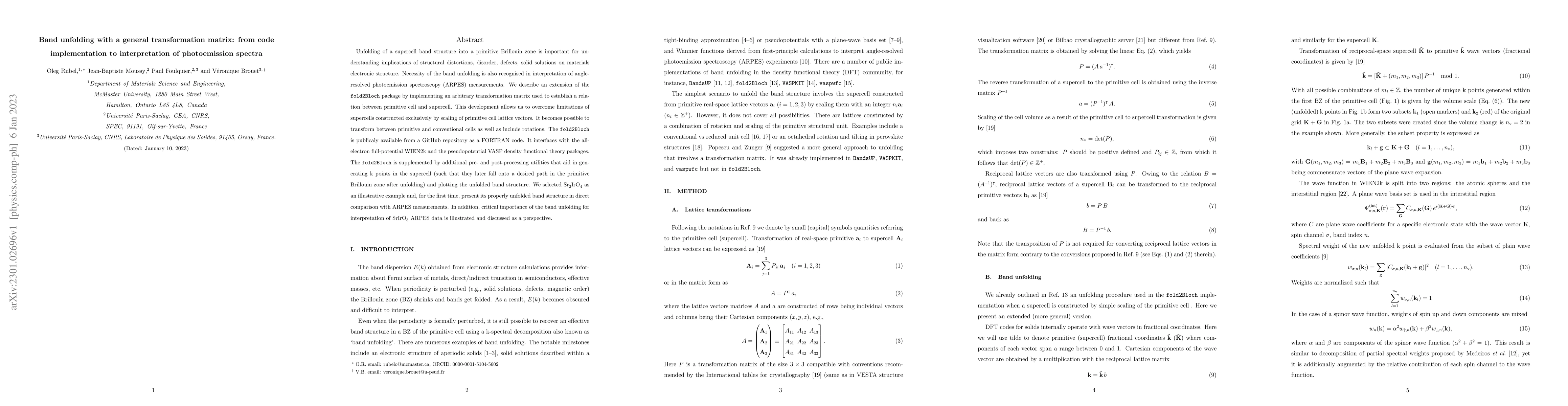 Thumbnail for Band unfolding with a general transformation matrix: from code
  implementation to interpretation of photoemission spectra