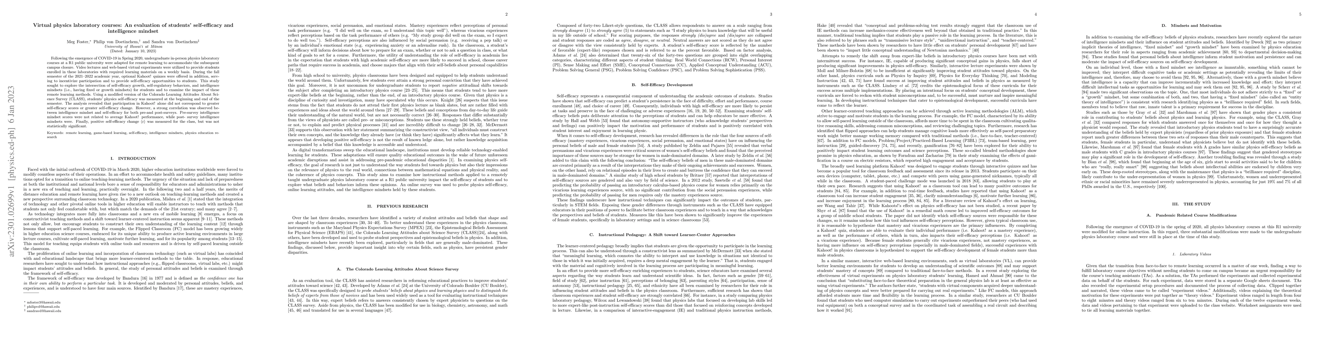 Thumbnail for Virtual physics laboratory courses: An evaluation of students'
  self-efficacy and intelligence mindset
