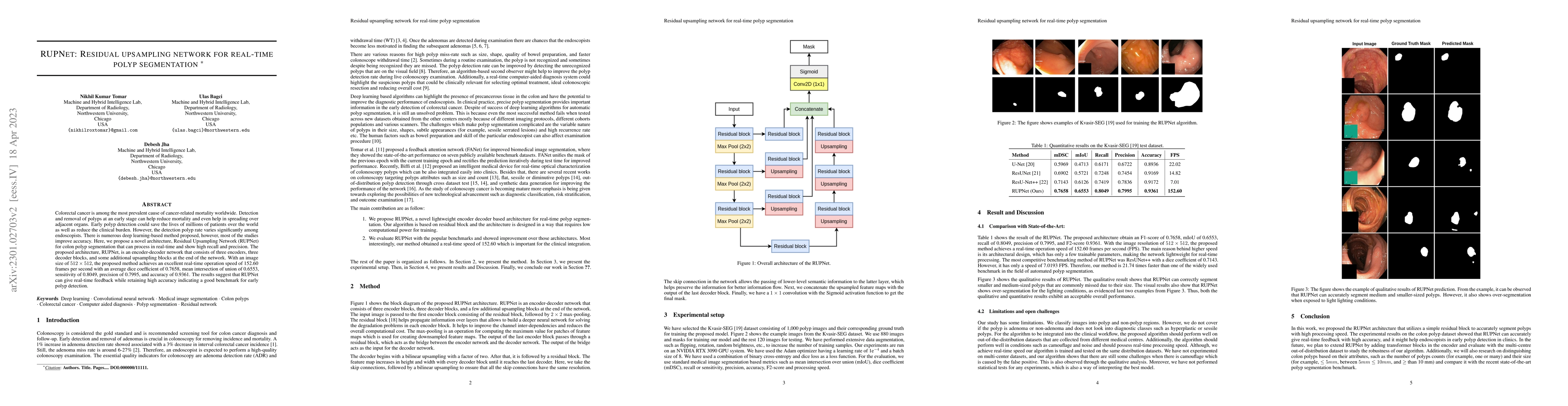 Thumbnail for RUPNet: Residual upsampling network for real-time polyp segmentation