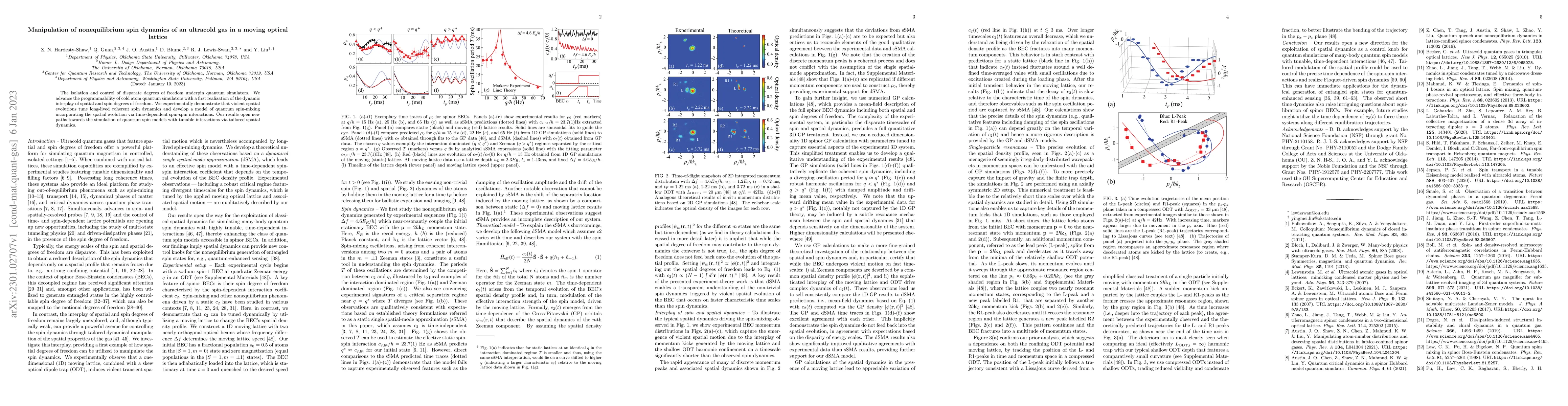 Thumbnail for Manipulation of nonequilibrium spin dynamics of an ultracold gas in a
  moving optical lattice