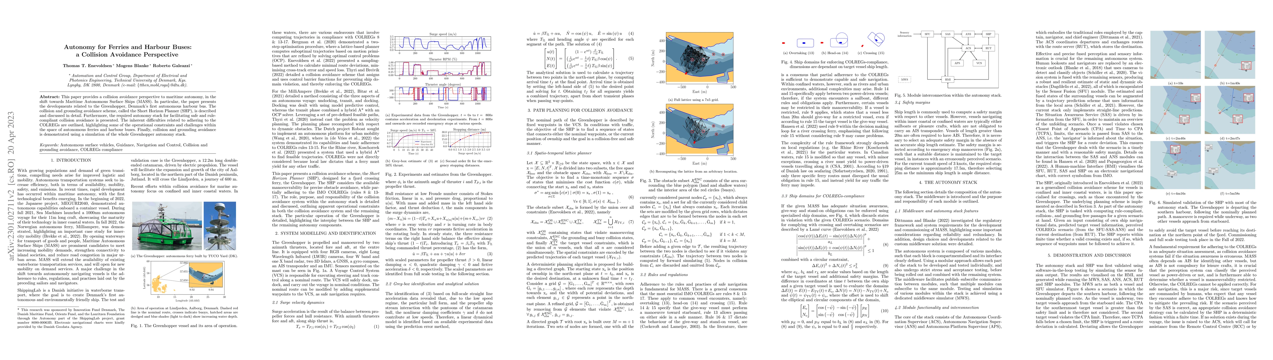 Thumbnail for Autonomy for Ferries and Harbour Buses: a Collision Avoidance
  Perspective