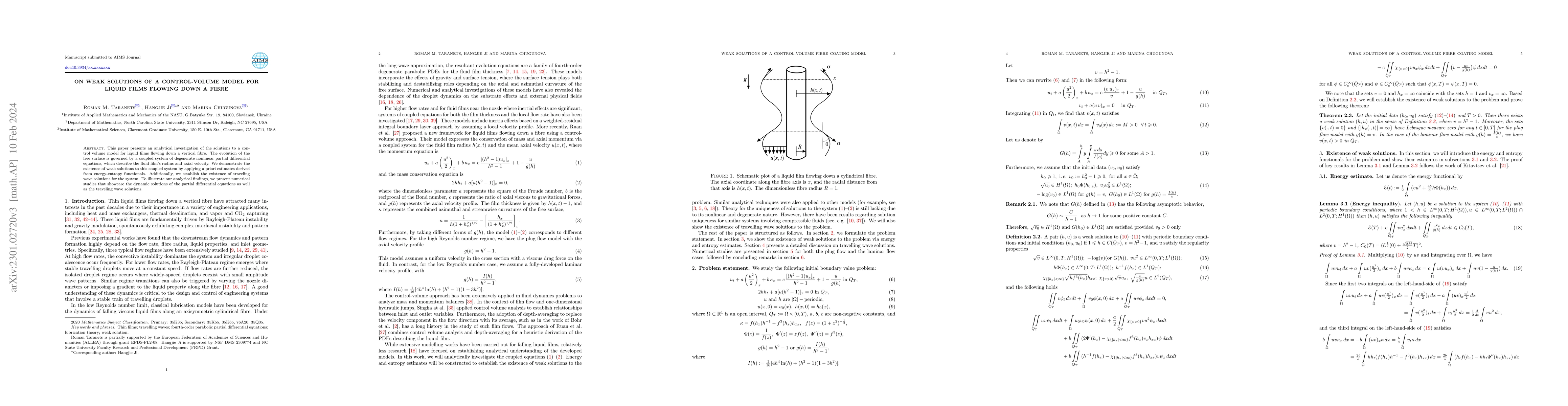 Thumbnail for On weak solutions of a control-volume model for liquid films flowing
  down a fibre