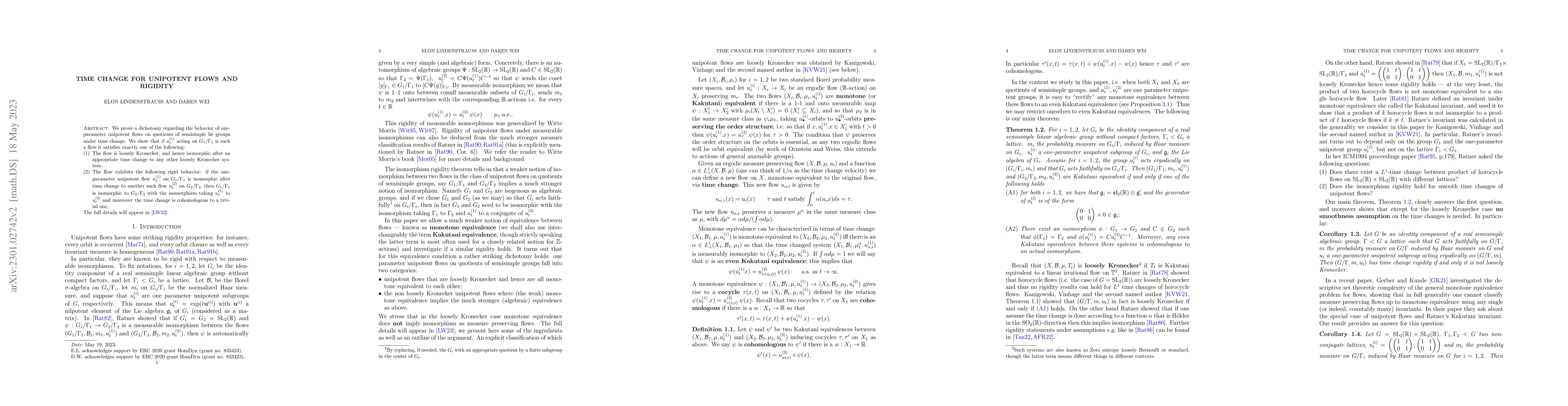 Thumbnail for Time change for unipotent flows and rigidity