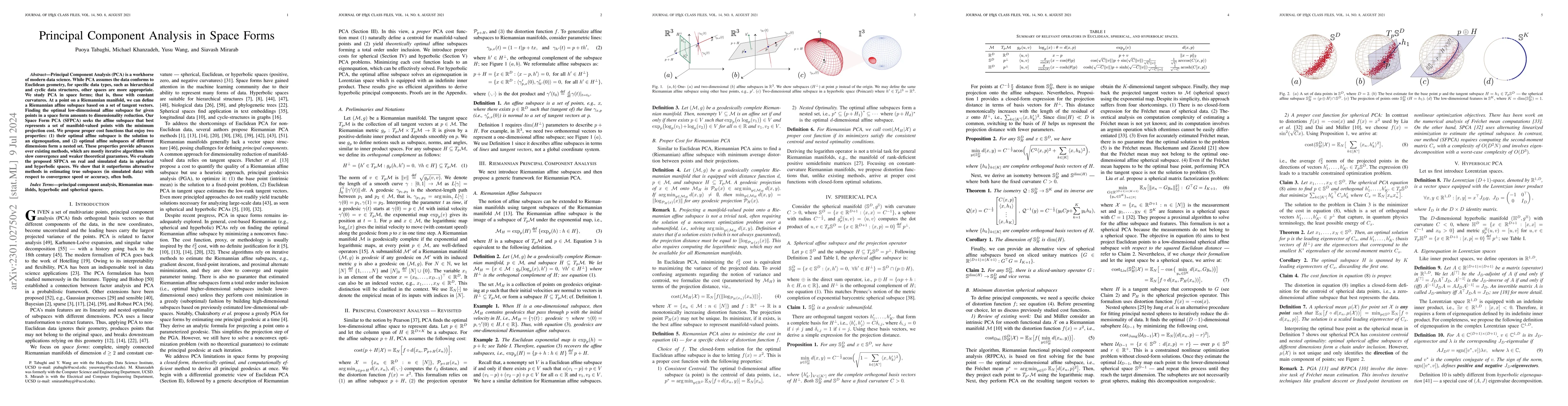 Thumbnail for Principal Component Analysis in Space Forms