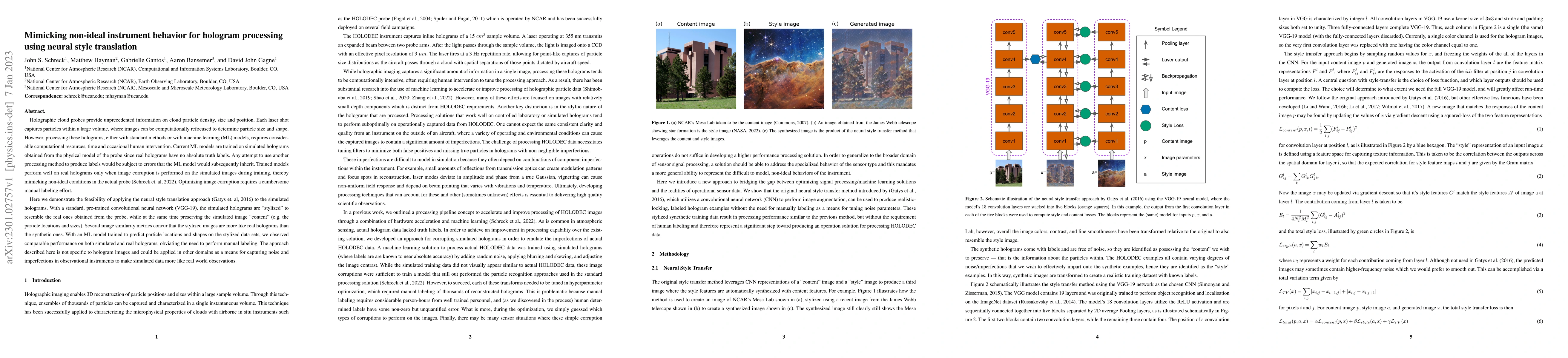 Thumbnail for Mimicking non-ideal instrument behavior for hologram processing using
  neural style translation