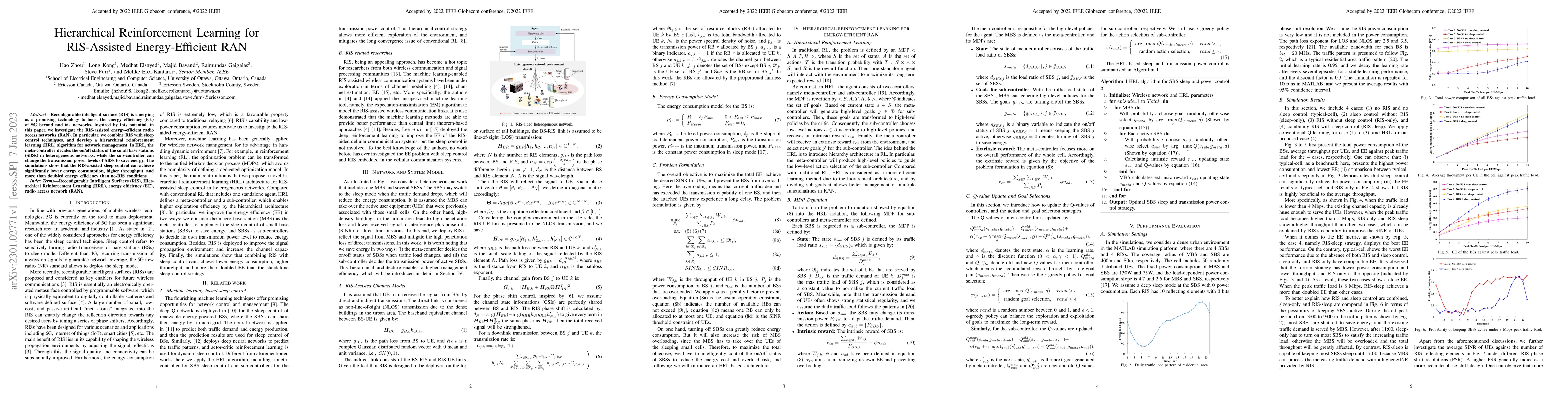 Thumbnail for Hierarchical Reinforcement Learning for RIS-Assisted Energy-Efficient
  RAN